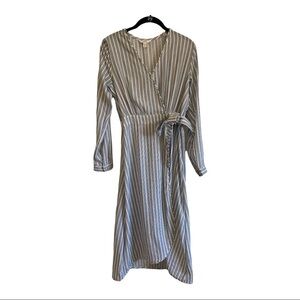 Time and Tru blue and white stripe‎ wrap style maxi dress